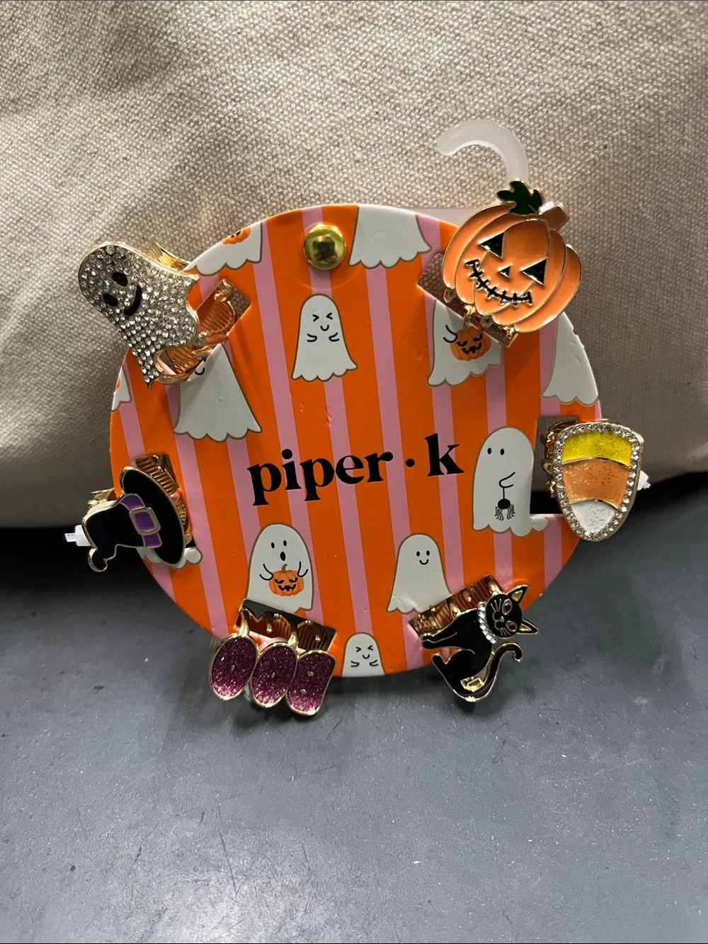New Piper K  Halloween Enamel Hair clip Set - Orange, Black, Purple, Yellow